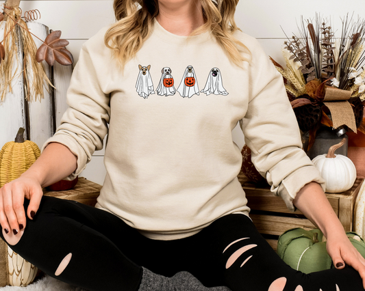 Ghost Dog Halloween Spooky Unisex Crewneck