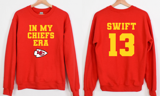 TS 13 Red Football Crewneck