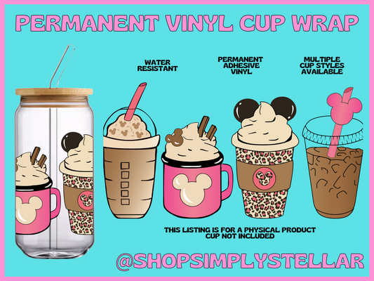 Mouse Coffee 16 oz. Glass Can Adhesive Vinyl Wrap