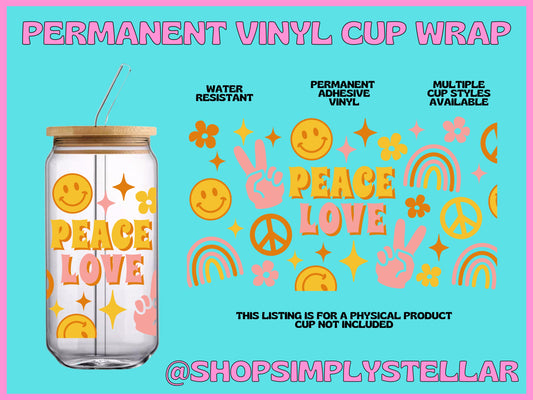 Peace Love Permanent Adhesive Vinyl Wrap