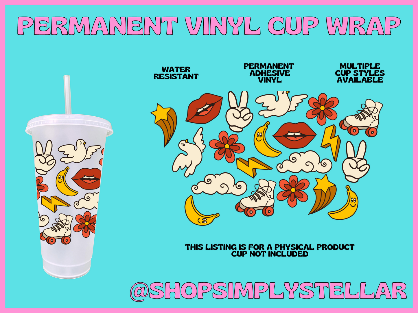Retro Skate Lips Permanent Adhesive Vinyl Wrap