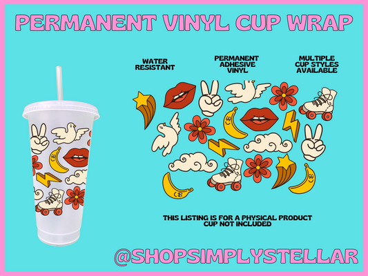 Retro Skate Lips Permanent Adhesive Vinyl Wrap