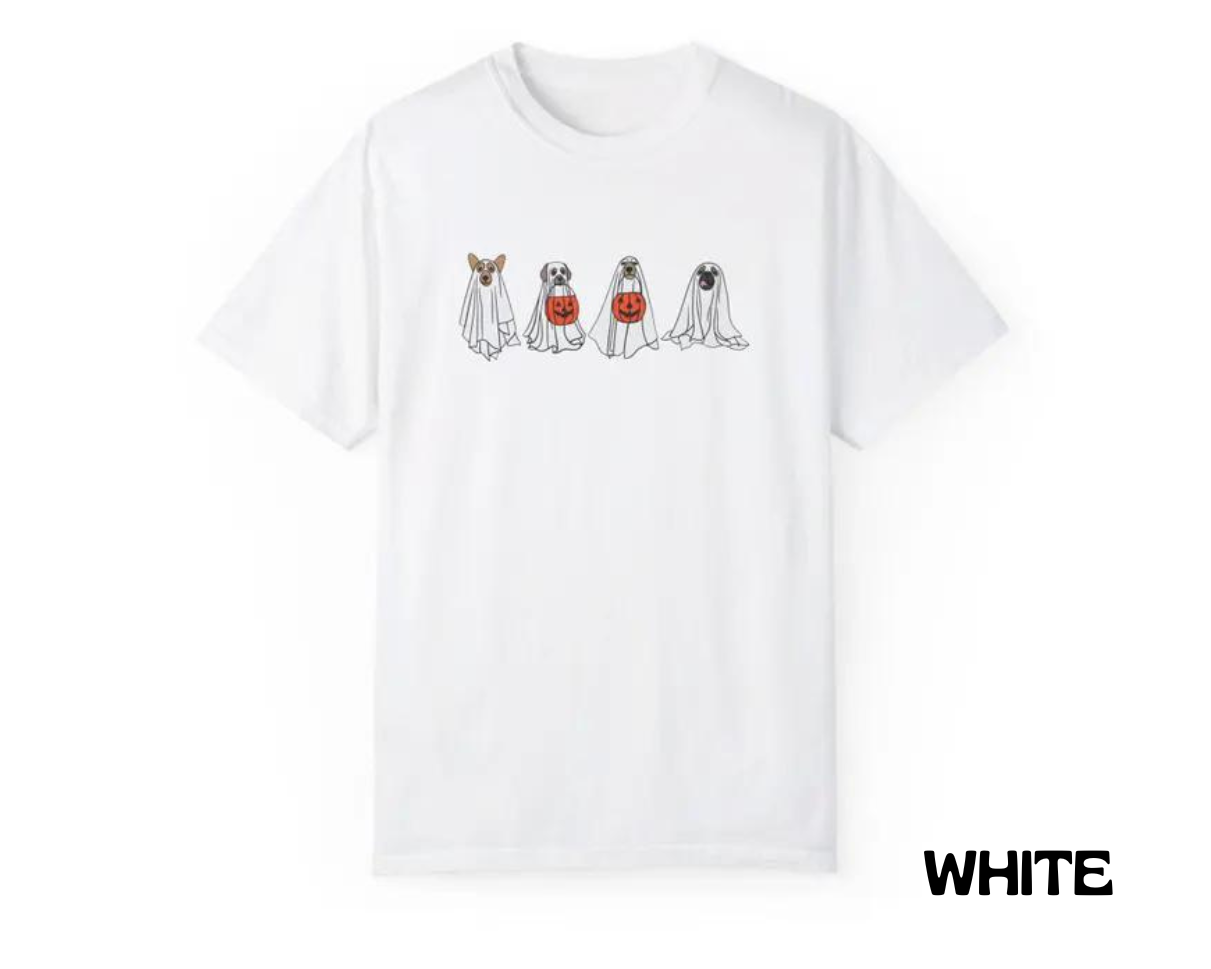 Ghost Dog Halloween Spooky Pumpkin Tee