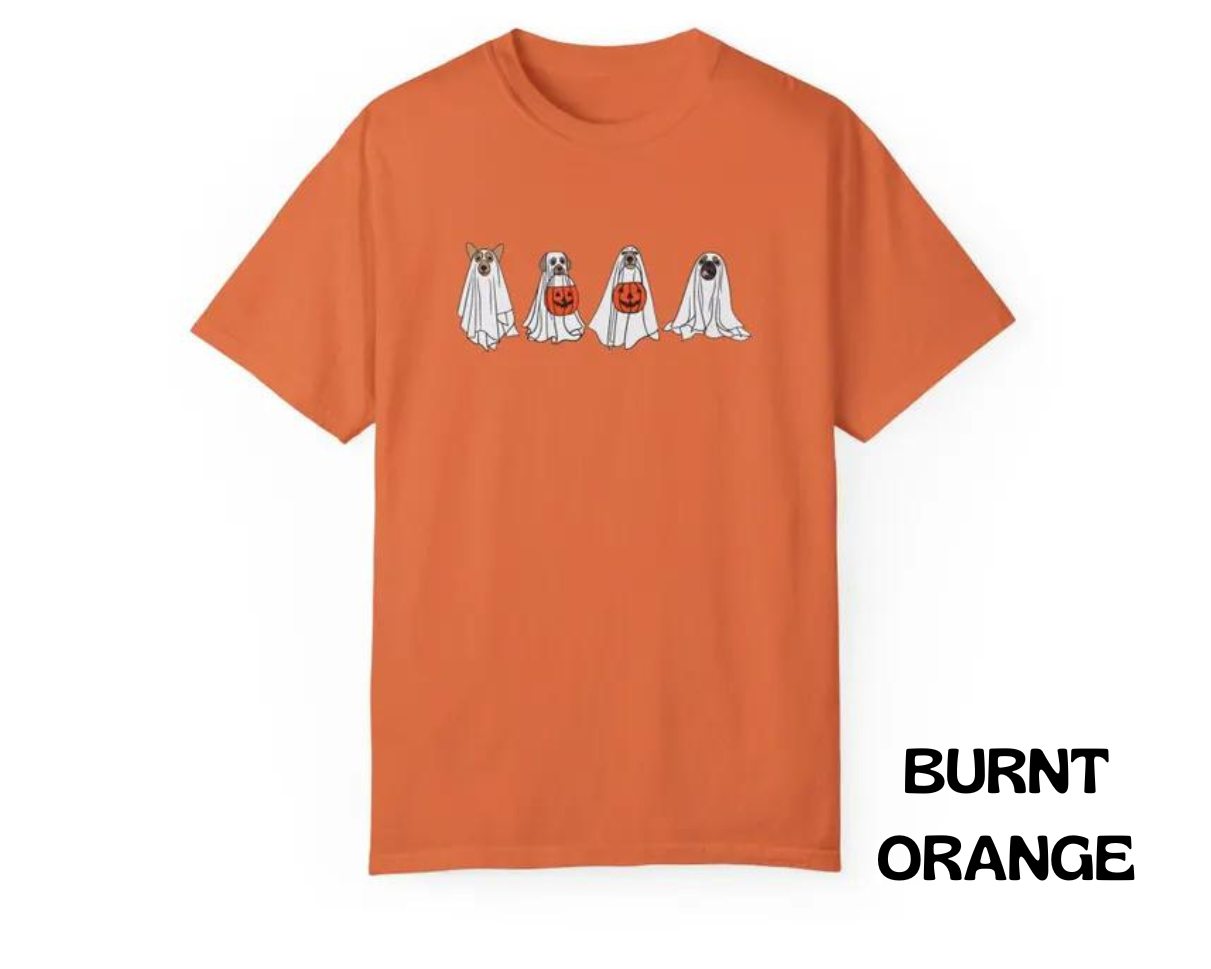 Ghost Dog Halloween Spooky Pumpkin Tee