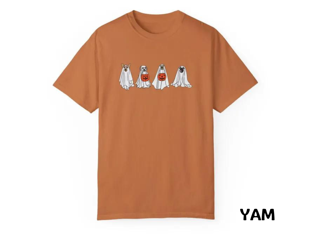 Ghost Dog Halloween Spooky Pumpkin Tee