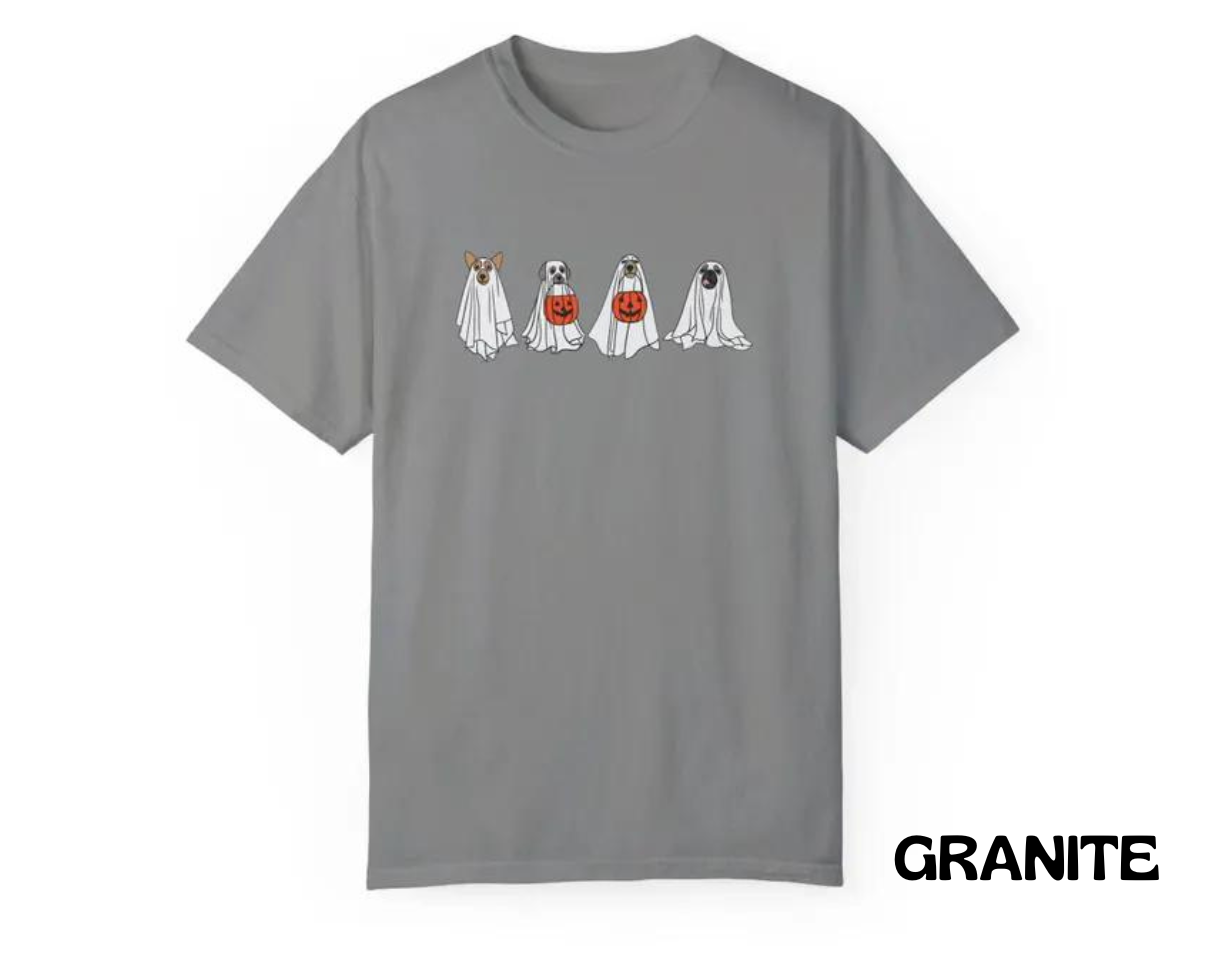 Ghost Dog Halloween Spooky Pumpkin Tee