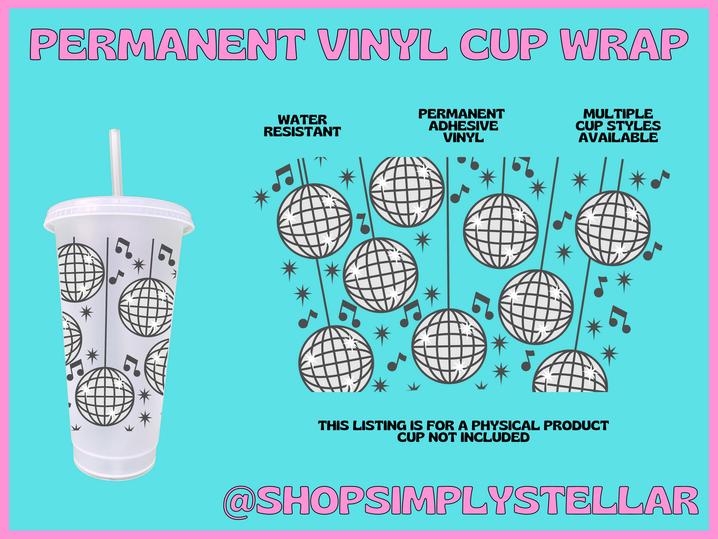 Disco Ball Permanent Adhesive Vinyl Wrap